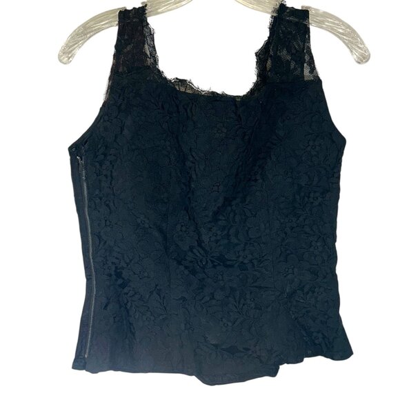 Dale Brown Ladies blouse Size C Black vtg Lace Whimsygoth emo goth capsule top - Picture 2 of 12